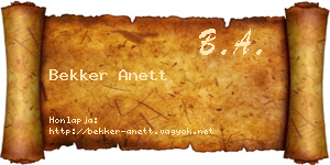 Bekker Anett névjegykártya